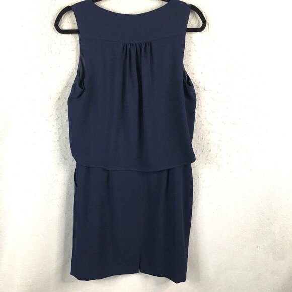 Trina Turk Dress Women 8 Navy Blue Crossover Cape Back V Neck Sassy Fun NEW - Picture 2 of 16